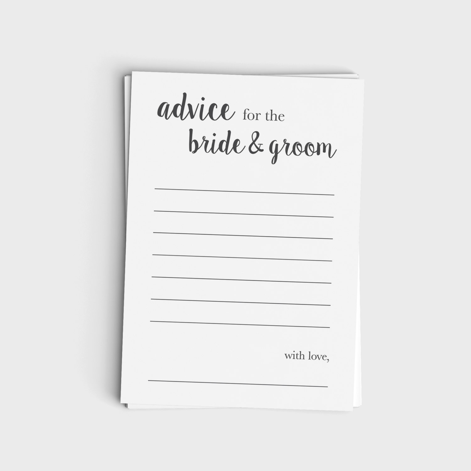 Advice Card for Bride & Groom - Minimalist Modern Gray Design