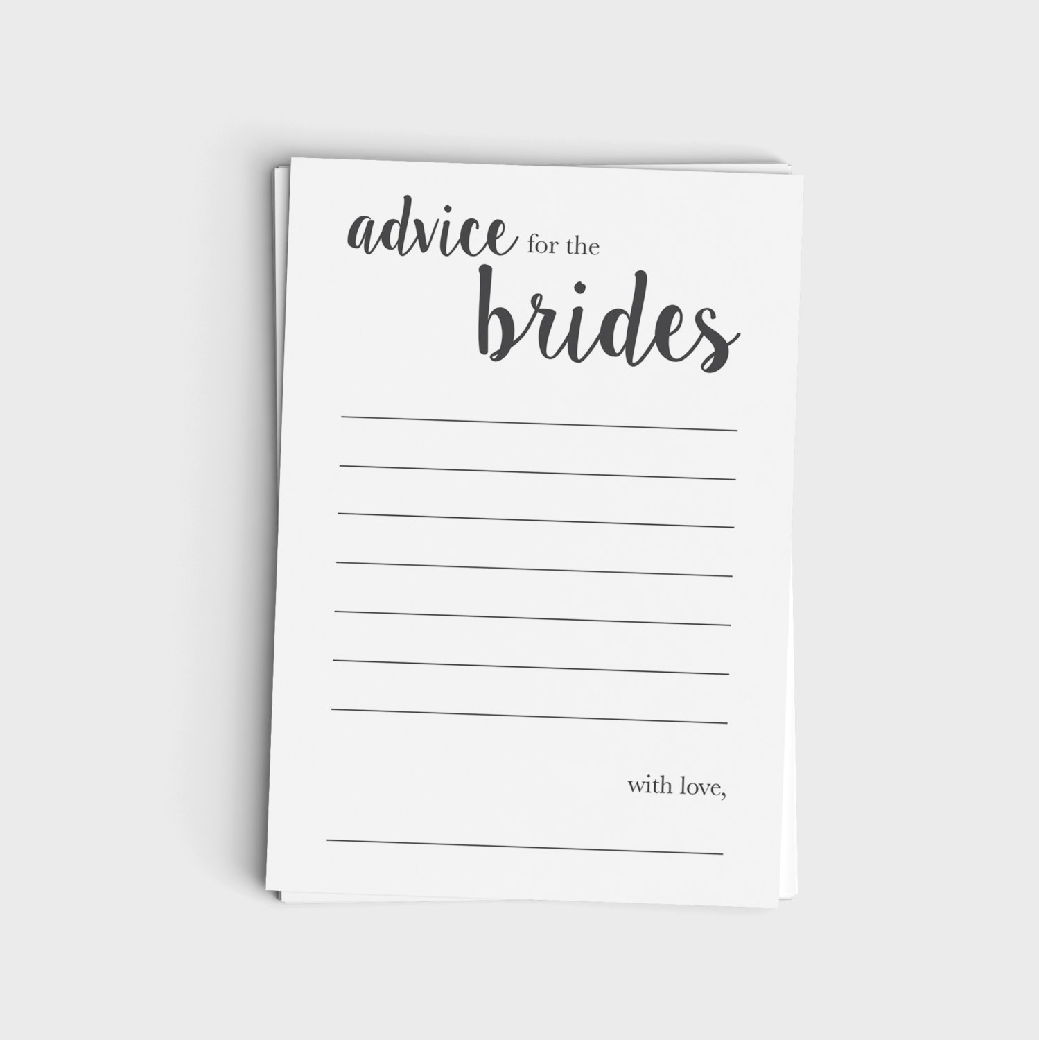 Advice Card for Brides - Minimalist Modern Gray Design 