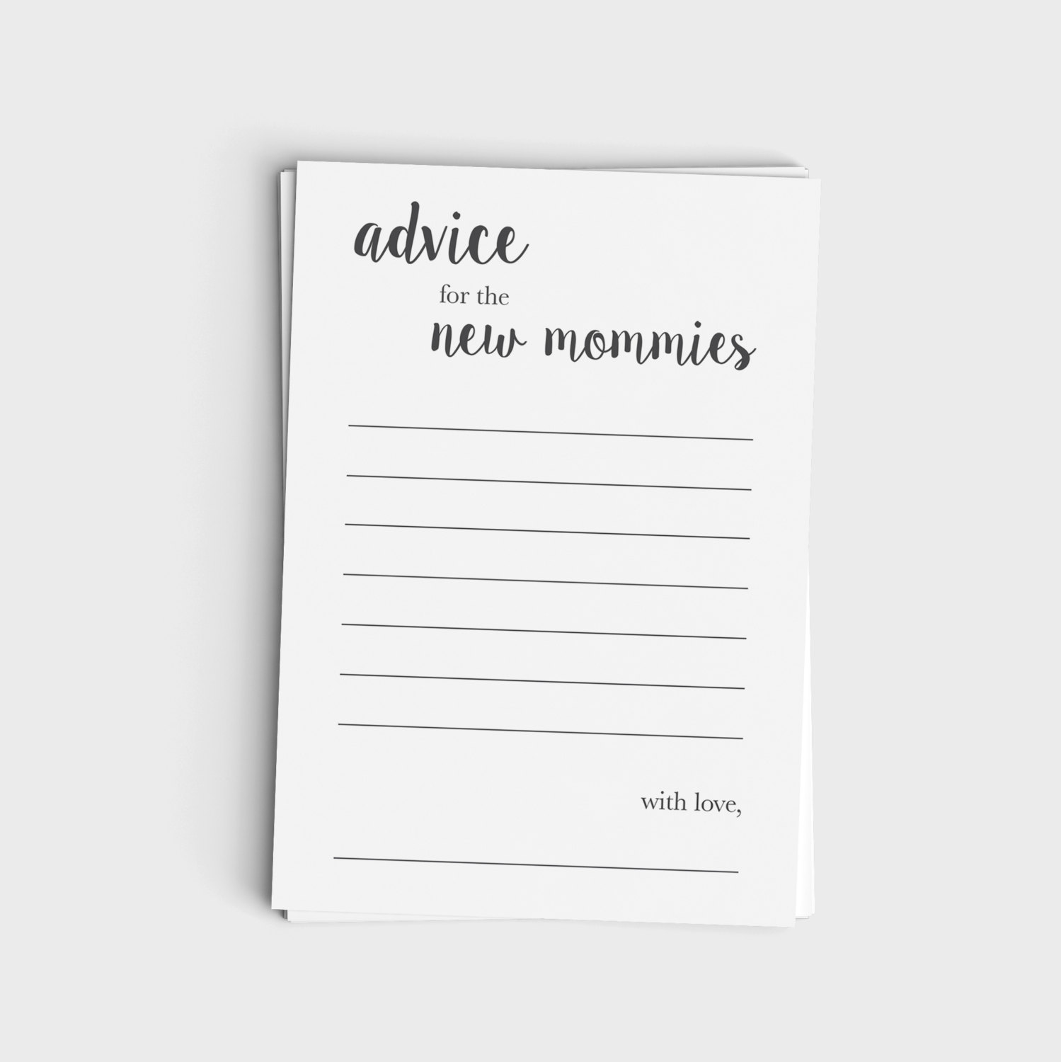 Advice Card for New Mommies - Minimalist Gray Design