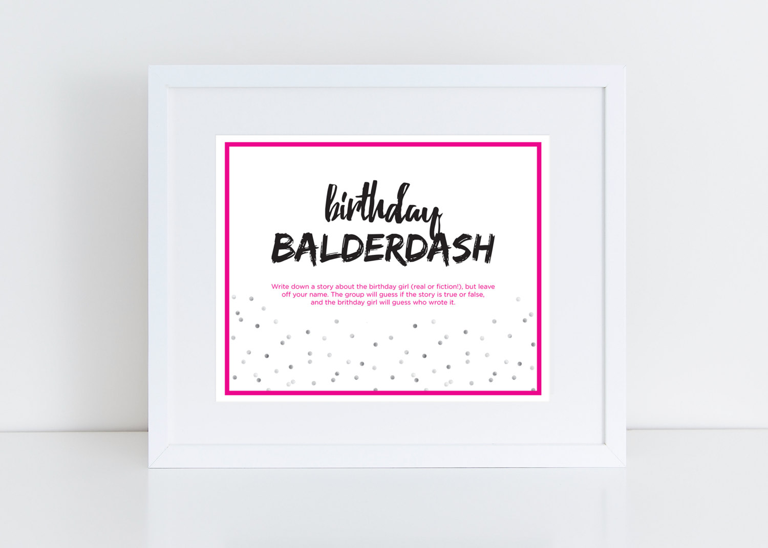 Fun Adult Birthday Game - Balderdash Mini Cards with Sign