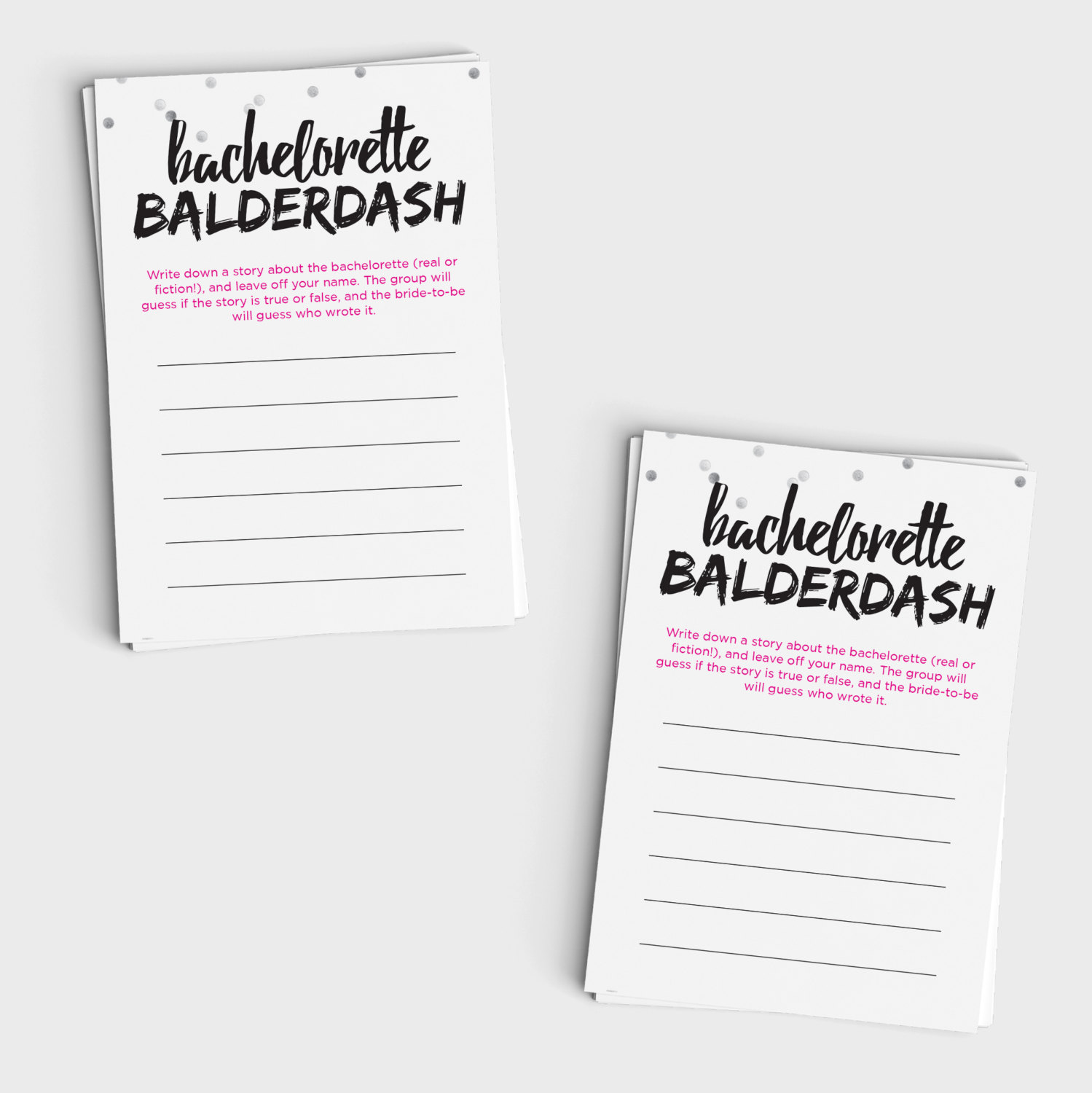 Fun Bachelorette Game - Bachelorette Balderdash Mini Cards and Sign