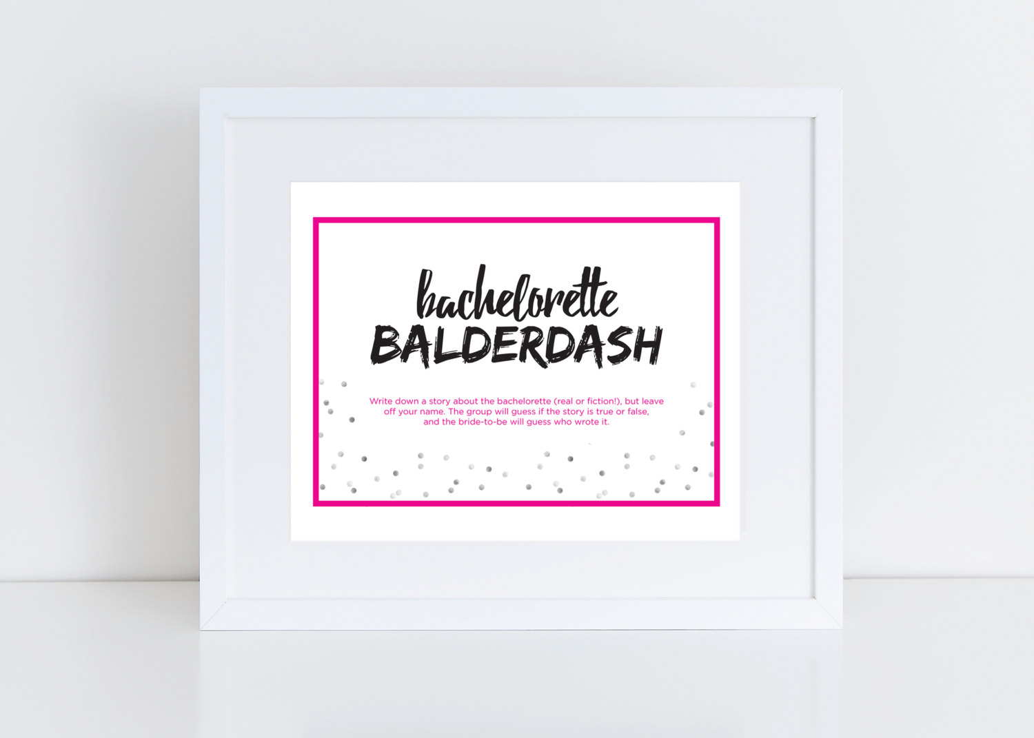 Fun Bachelorette Game - Bachelorette Balderdash Mini Cards and Sign