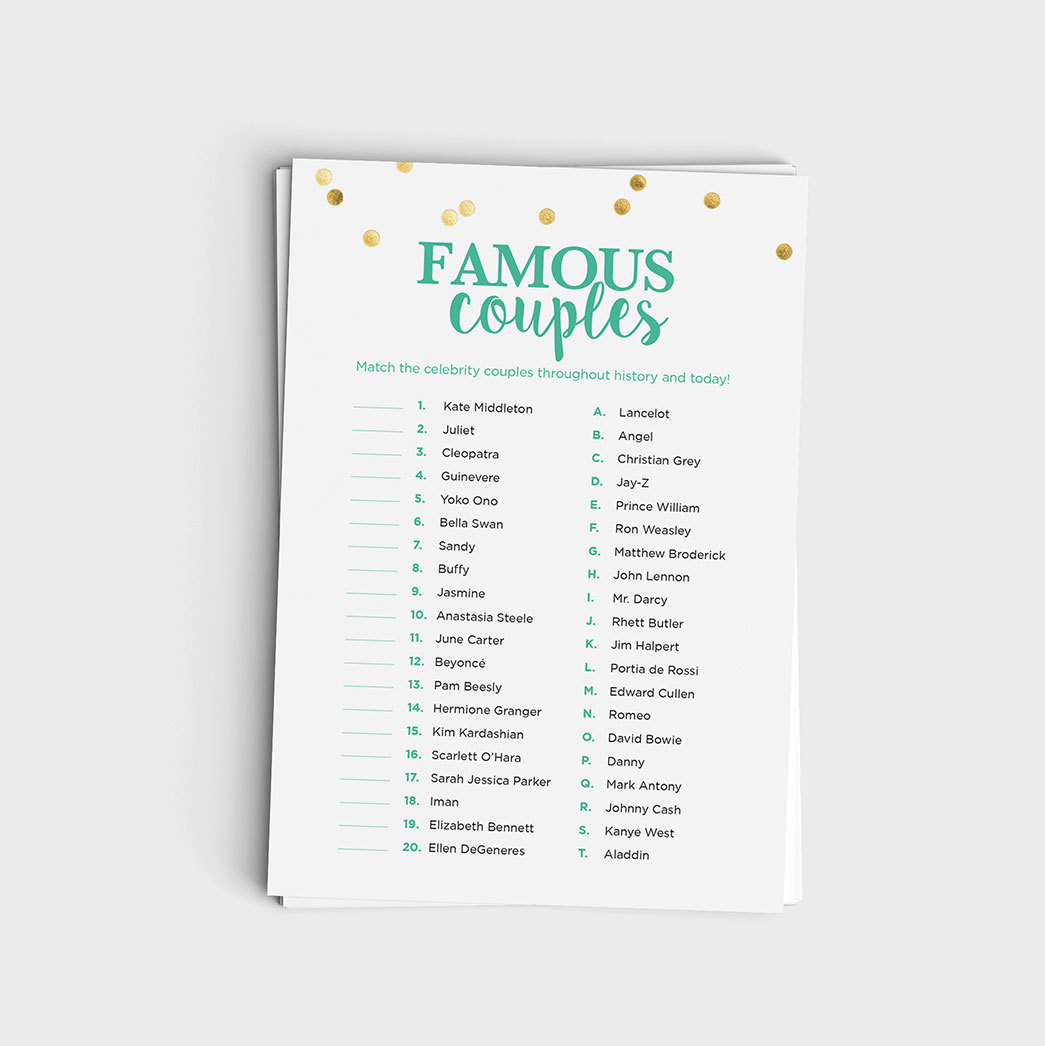 Fun Shower Game - Famous Couples Match Game 