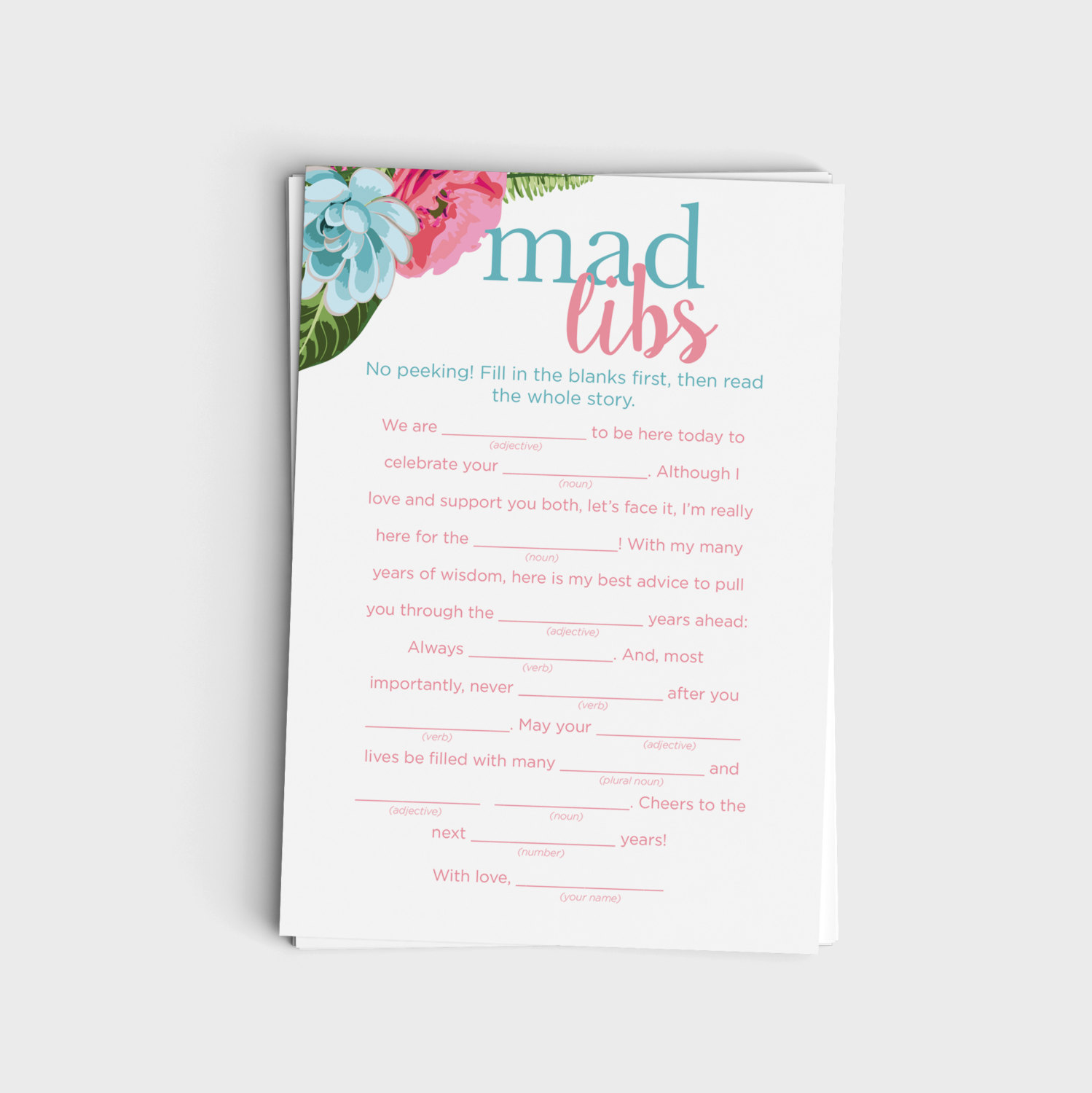 Mad Libs - Pink & Blue Floral 